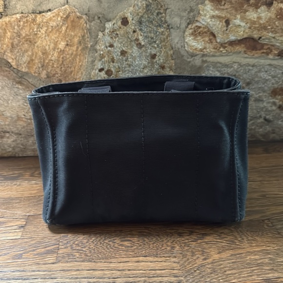 Authentic PRADA Canapa Canvas Shoulder Hand Bag Purse Black small size tote - Picture 16 of 17